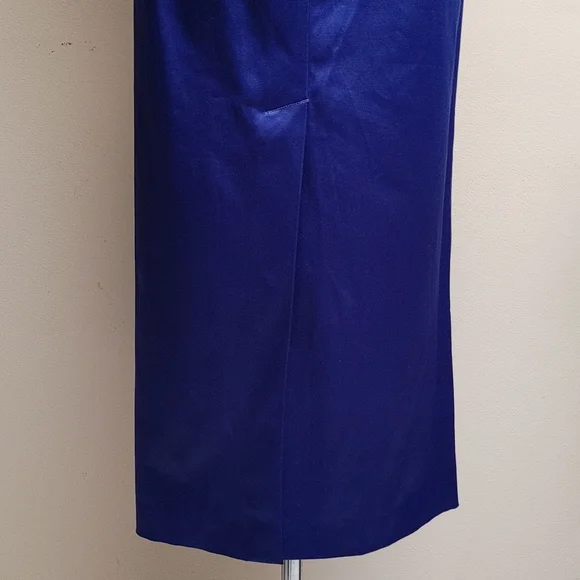 Talbots Petites Special Occasion Violet Satin Maxi Pencil Skirt w Pockets - Picture 9 of 17